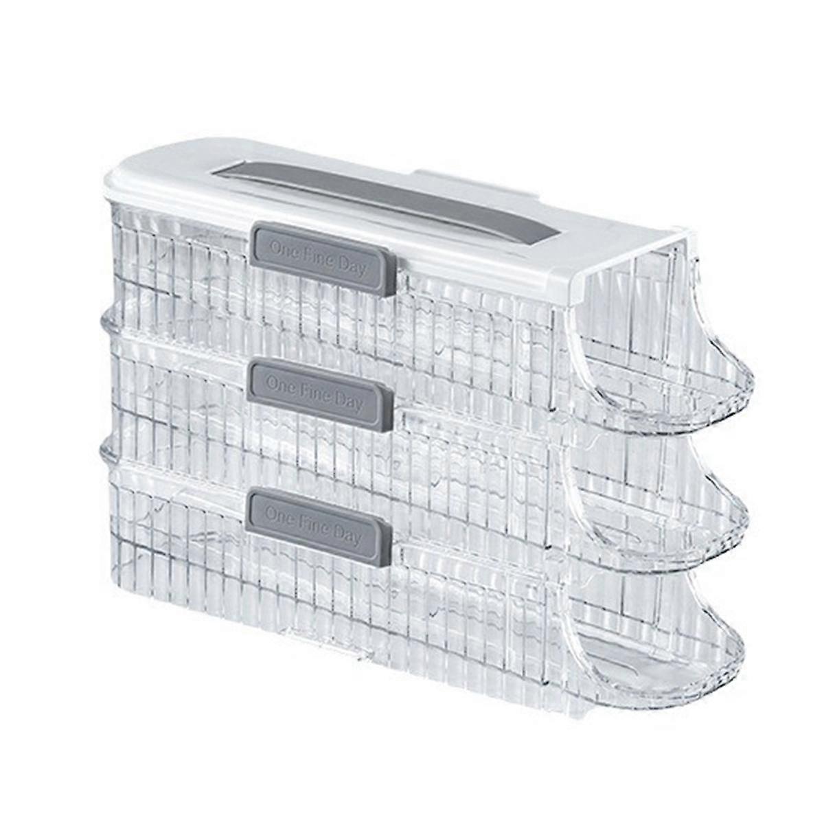 Egg Holder for Refrigerator,Auto Rolling Egg Organizer 3 Layer-Stacked Egg Tray Fridge Egg Storage