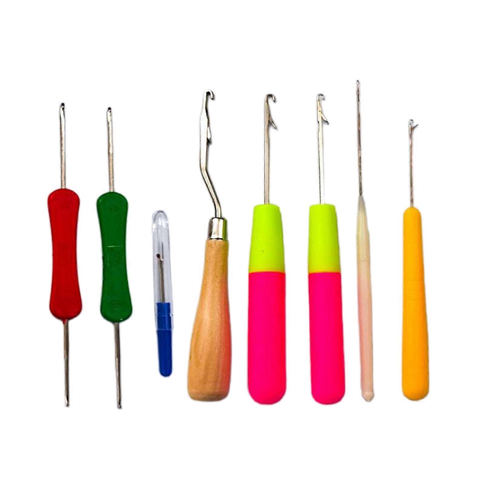 Set of 9 Bent Latch Hook Tool Crochet Needle Hook Knitting Tool Kit Perfect for Rug Making and Art Crafts