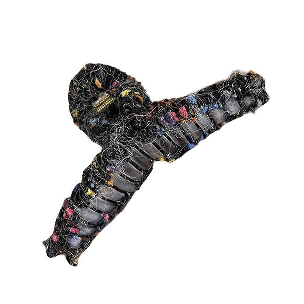 Autumn Winter Claw Barrettes with Nonslip Soft Colorful Wool Headwear for Thick Curly Hair Styling Decorative