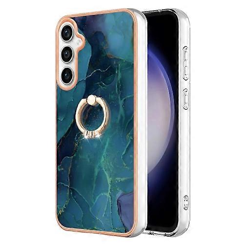 For Samsung Galaxy S23 FE 5G Electroplating Marble Dual-side IMD Mobile Phone Case with Ring