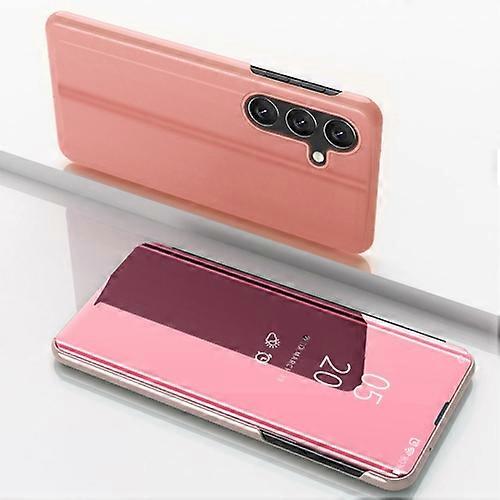 For   Samsung Galaxy S23 FE 5G Plated Mirror Horizontal Flip Leather Mobile Phone Case with Holder