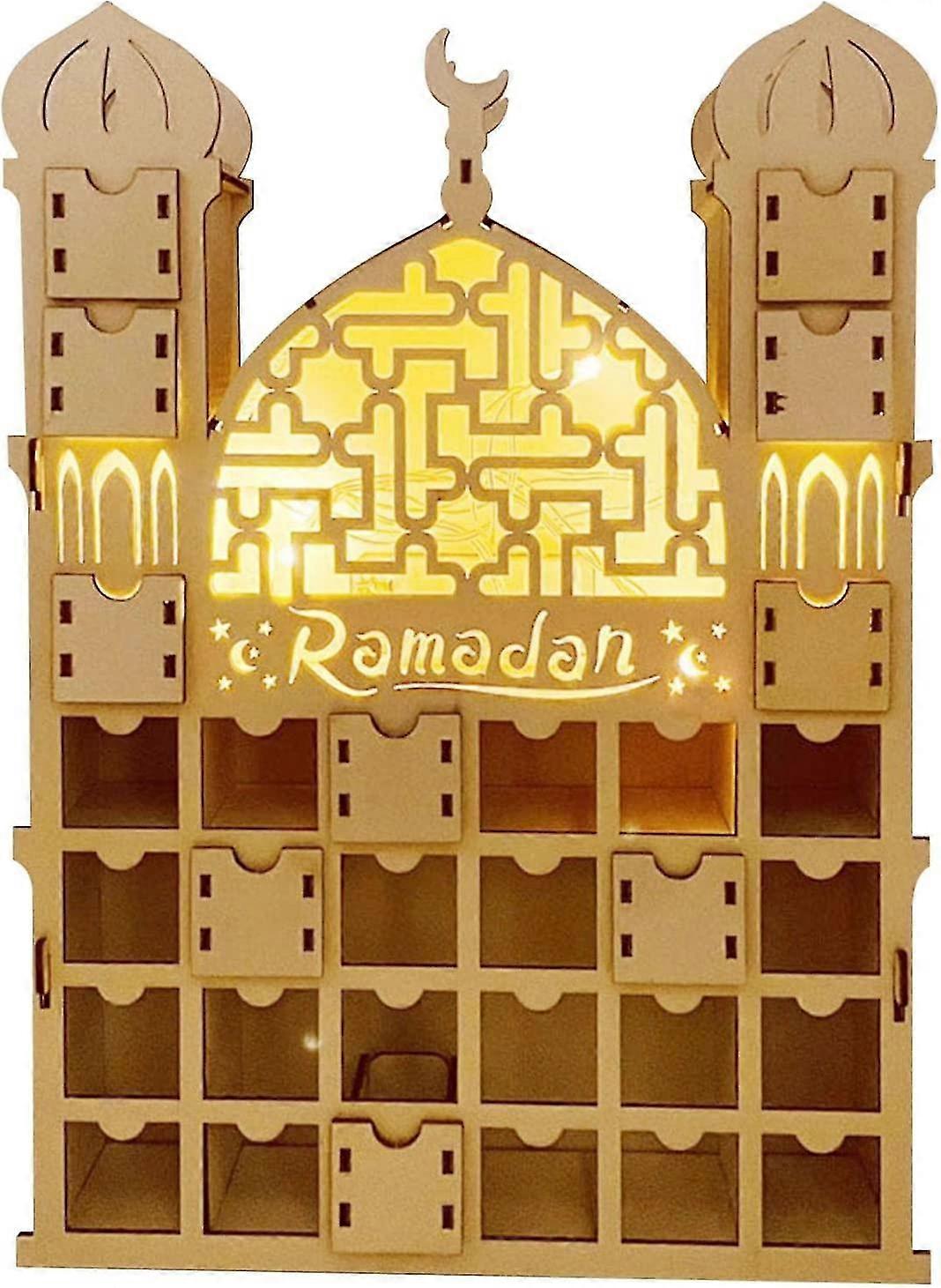 2022 تقويم مجيء رمضان تقويم مجيء خشبي مع أدراج العد التنازلي التقويم الإسلامي أدراج خشبية زخارف للعيد رمضان عطلة تزيين