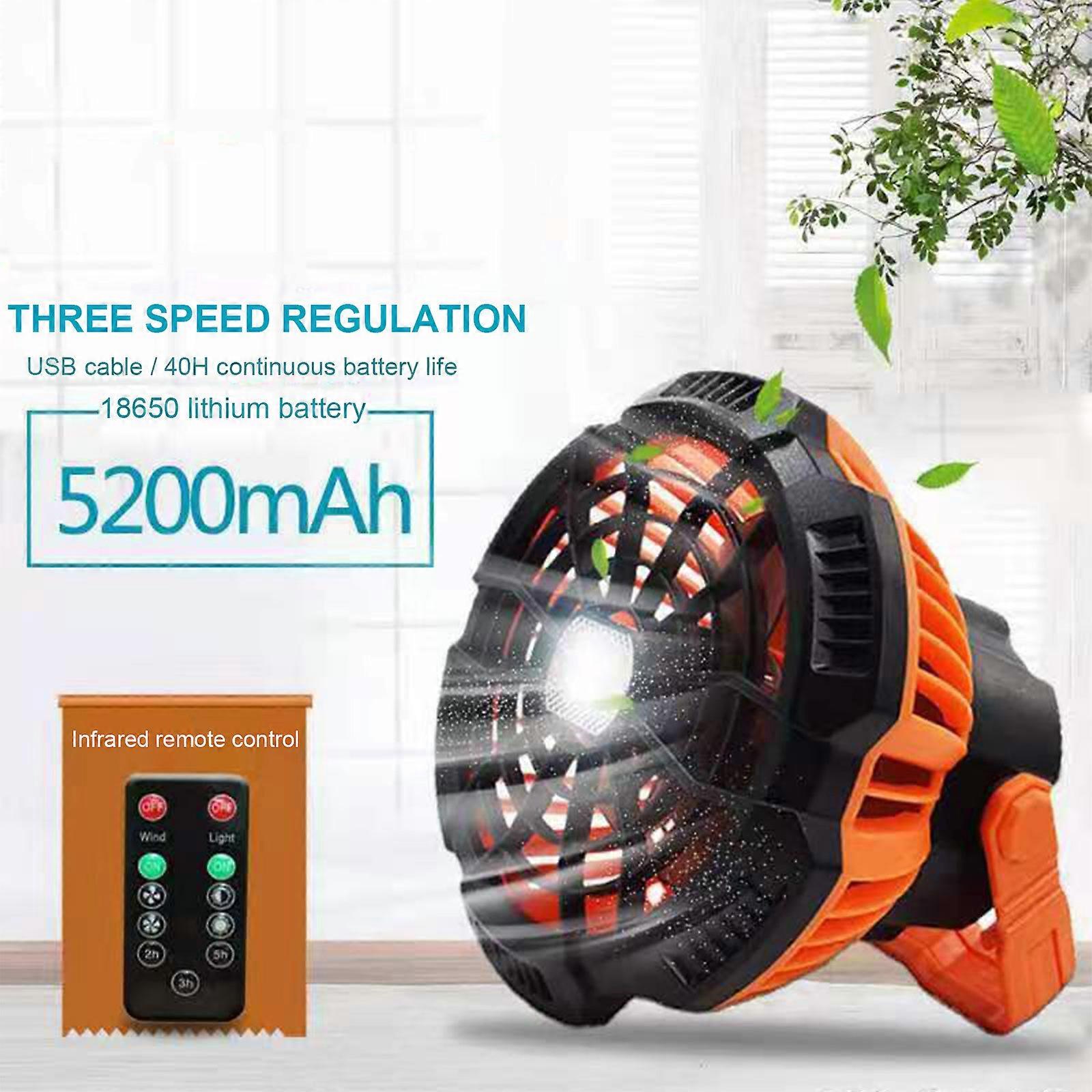 Camping Fan With LED Lantern 5200mAh Rechargeable Portable Tent Fan With Remote Flye1827