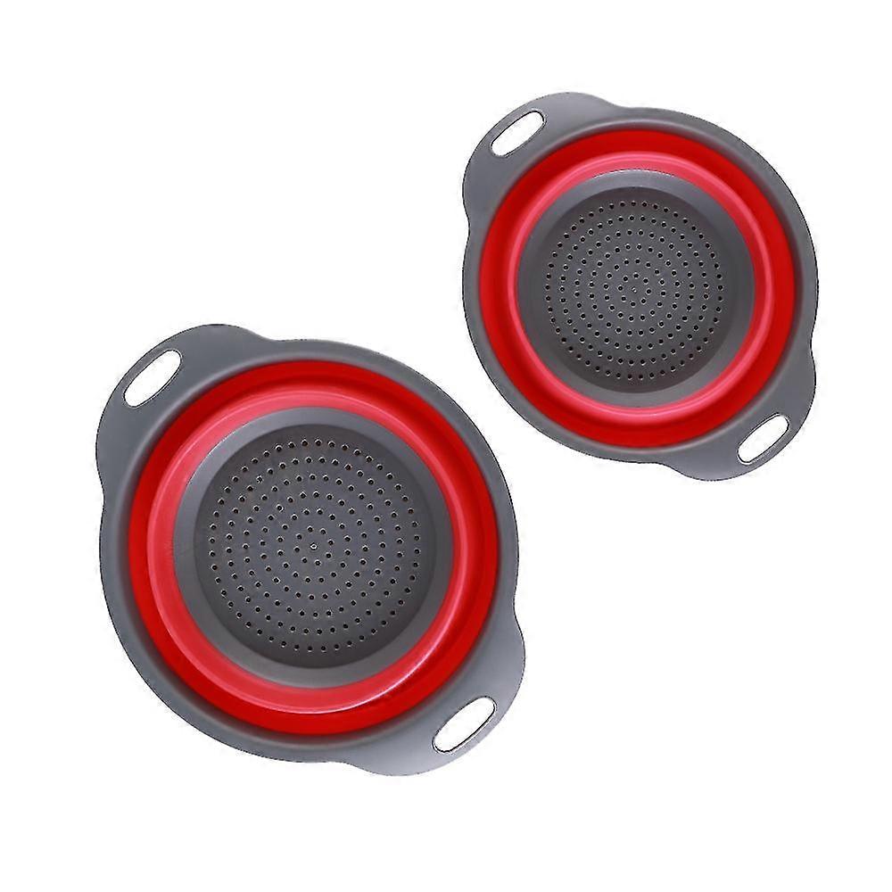 Yaju Folding Drain Basket Round Drain Basket Telescopic Folding Fruit Blue (2 Pieces