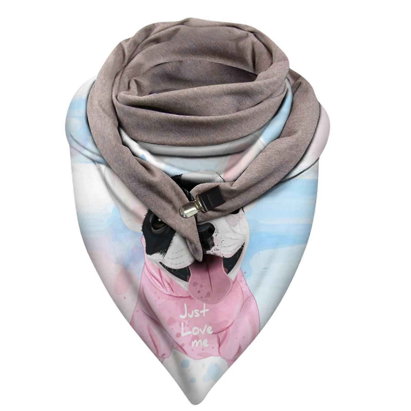 Universal Autumn Winter Warm Windproof Cat Prints Double-layer Buckle Scarf