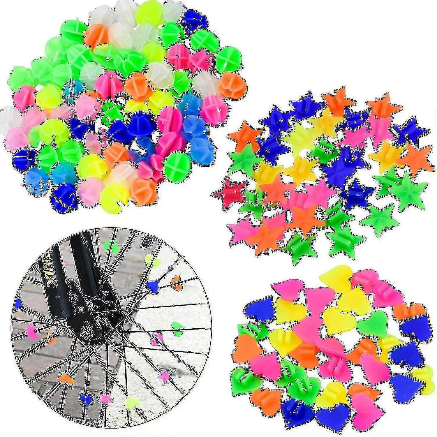 144pcs Bike Spokes Beads - Plastic Bicycle Spokes Wheel Decorations, Assorted Colours Spoke Clips