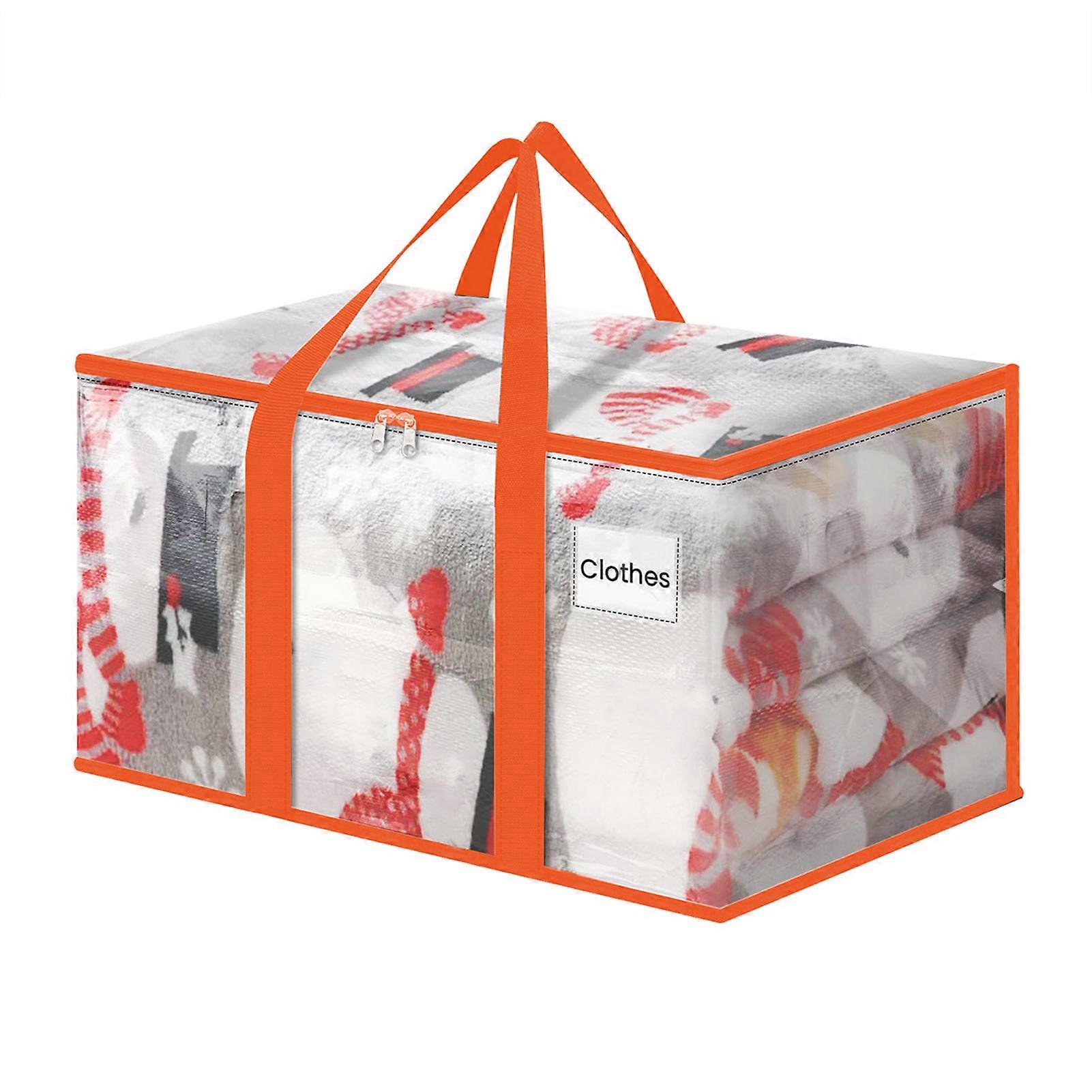 Clothes Storage Bag Large Capacity Durable Zipper Moving Bag with Label Pocket And Sturdy Handle for Home