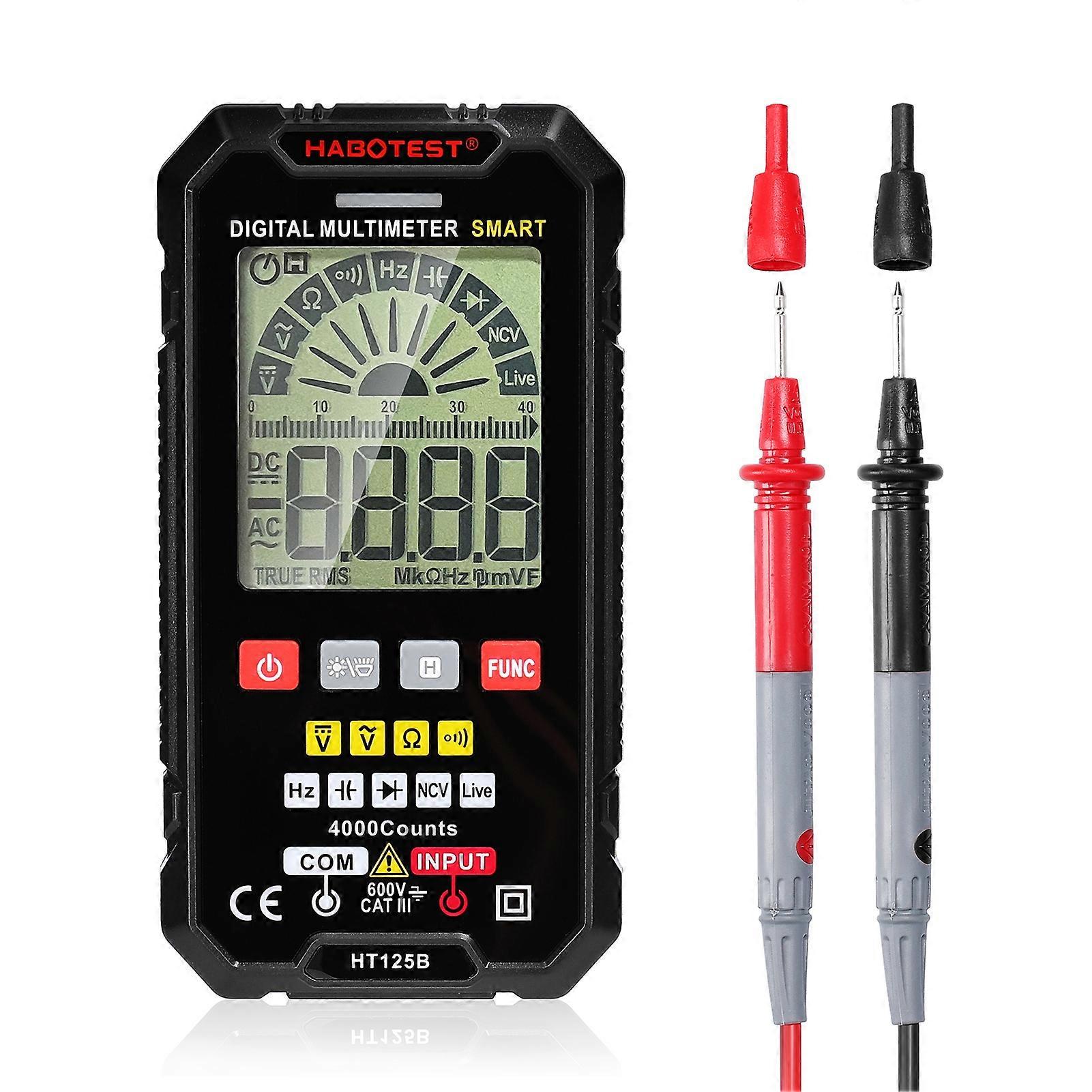 HT125A/HT125B Multimeter 4000 Counts with Backli NCV Direct Current AC Voltage Resistance Frequency Diode Continuity Capacitance