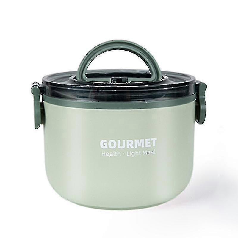 304 Stainless Steel Round Insulated Lunch Box, Hot Food Container Flask Thermos, Green 1000ml