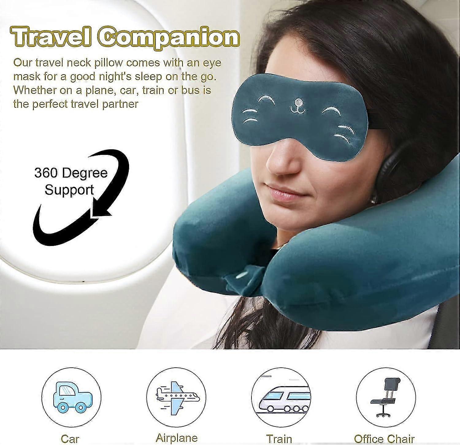 Travel Pillow, Adjustable Memory Foam Neck Pillow Support Pillow With An Eye Mask, Travel Neck Rest Cushion U-shaped Neck Pillow Travel Accessories Fo