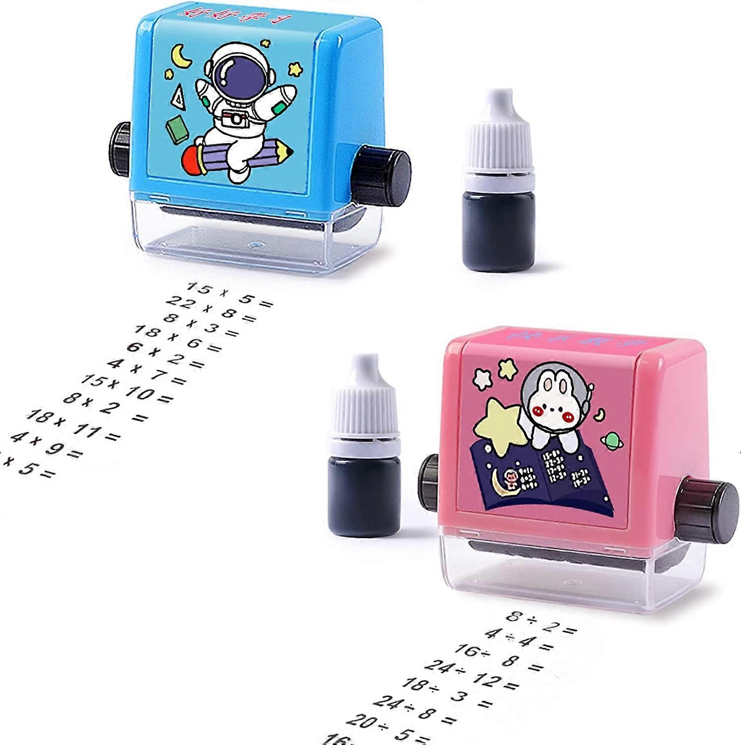 Teaching Stamps for Kids,Smart Math Roller Stamps,Refillable Ink Math Practice Stamp,Multiplication and Division Math Learning Roller Stamp Within100