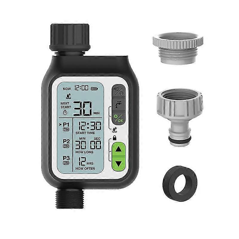 Timer per l'acqua, sistema di irrigazione automatico, impianto da giardino, kit irrigatore, sensore pioggia, blocco bambini, irrigazione manuale e 3 programmi di irrigazione separati