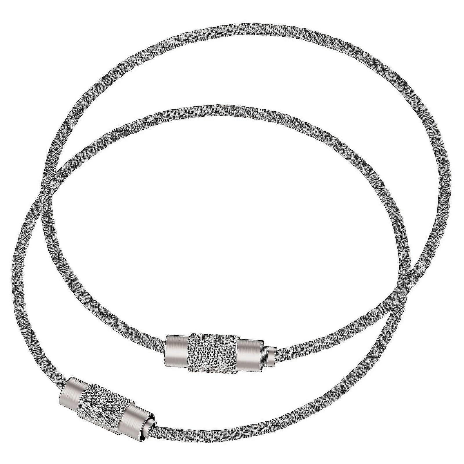 15cm Wire Keychain Cable Large Stainless Steel Key Ring Loop Holder, 20 Pack