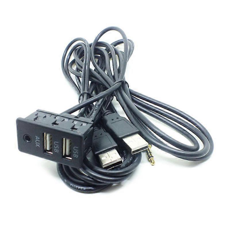 Multifunction Car Extension Panel AUX Cable Dual USB Interface for Cellphone