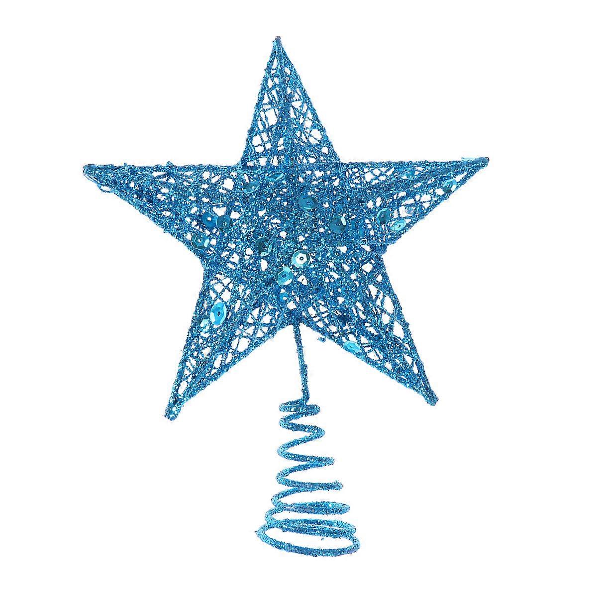 20cm Christmas Tree Iron Star Topper Glittering Christmas Tree Decoration Ornaments (Blue)