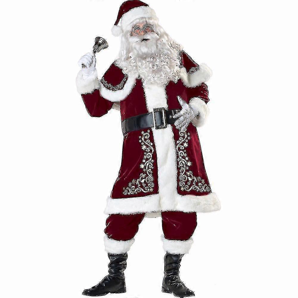 Costume Natale Uomo Barba Cintura Costume Completo Di Babbo Natale Per  Adulti - Con Giacca, Pantaloni, Cappello, Barba E Cintura, In Feltro Rosso  Natale Donna Vestito, image size:1000x1000