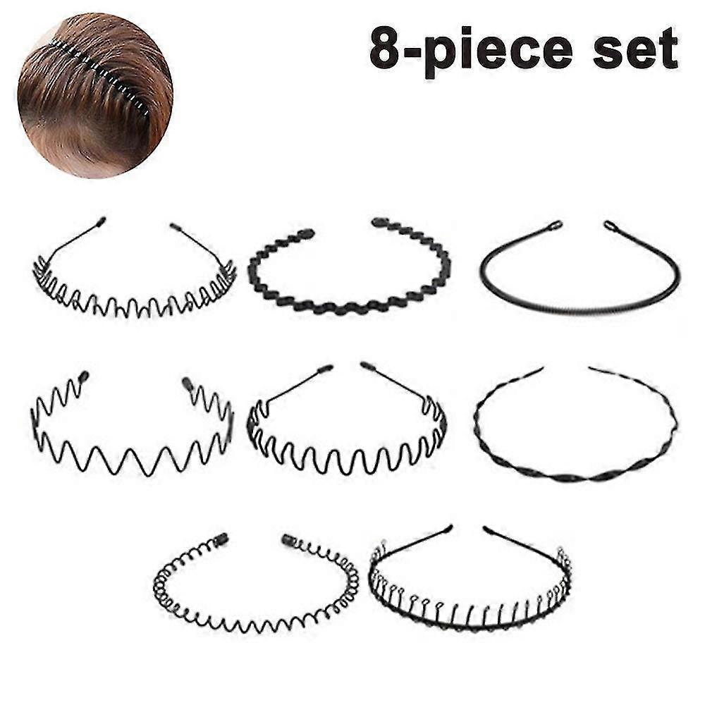 メタルヘアフープ、フレキシブルメタルヘッドバンドブラックノンスリップヘアバンド
