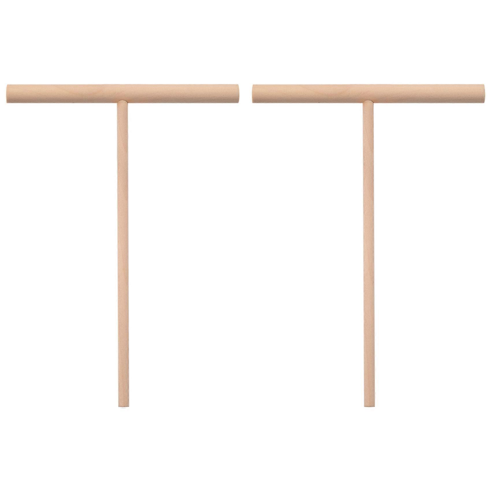 Practial T Shape Crepe Maker Pancake Batter Wooden Spreader Stick Home Kitchen Tool Kit DIY Use