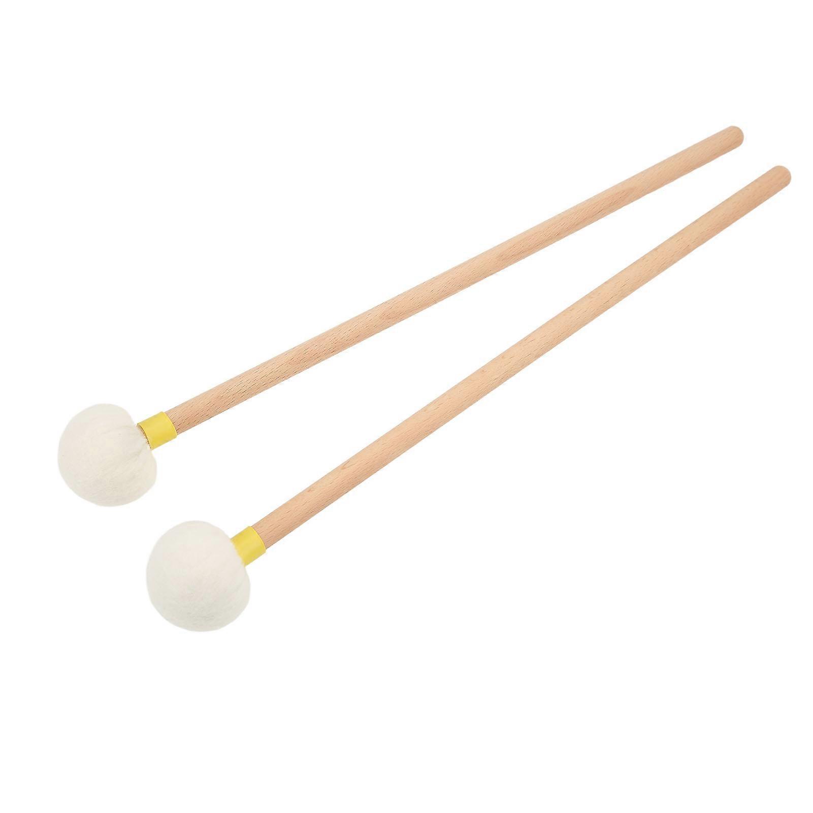 Drum Mallet Set 2Pcs Felt Head Wooden Handle Non Slip Accessory for Playing