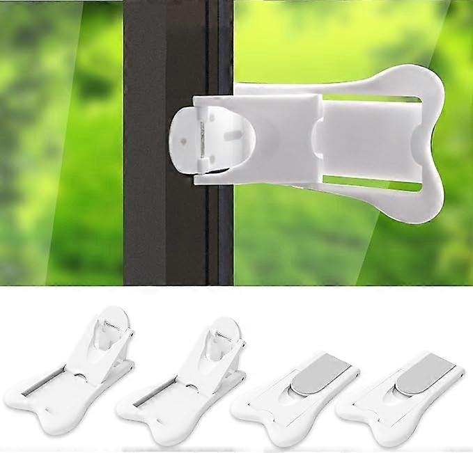 4pcs sliding door locks for baby proofing, keyless window safety locks self-adhesive sliding door child lock sliding door cabinet door lock to stop ba