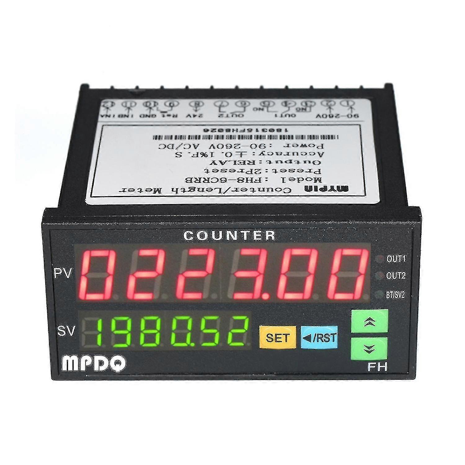 LED Dual Display Multifunctional Digital Counter, ACDC 90-265V, Length Meter