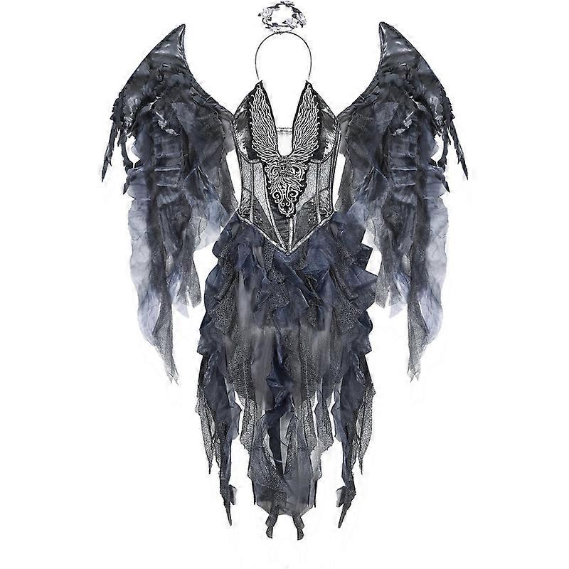 Womens Dark Fallen Angel Fancy Dress Halloween Carnival Cosplay Costume |  Fruugo UK
