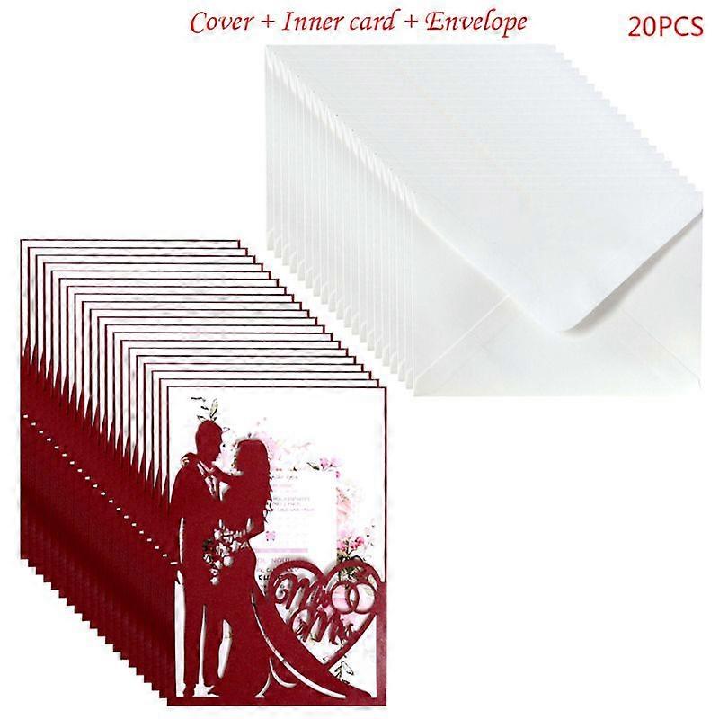 20pcs/set Laser Cut Mr & Mrs Wedding Invitations Card Invite Envelopes Kit Brida