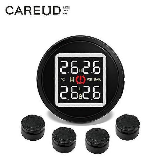 TPMS  Cigarette Lighter Type Car Tire Pressure and Temperature Monitoring System with 4 External/Internal Sensors