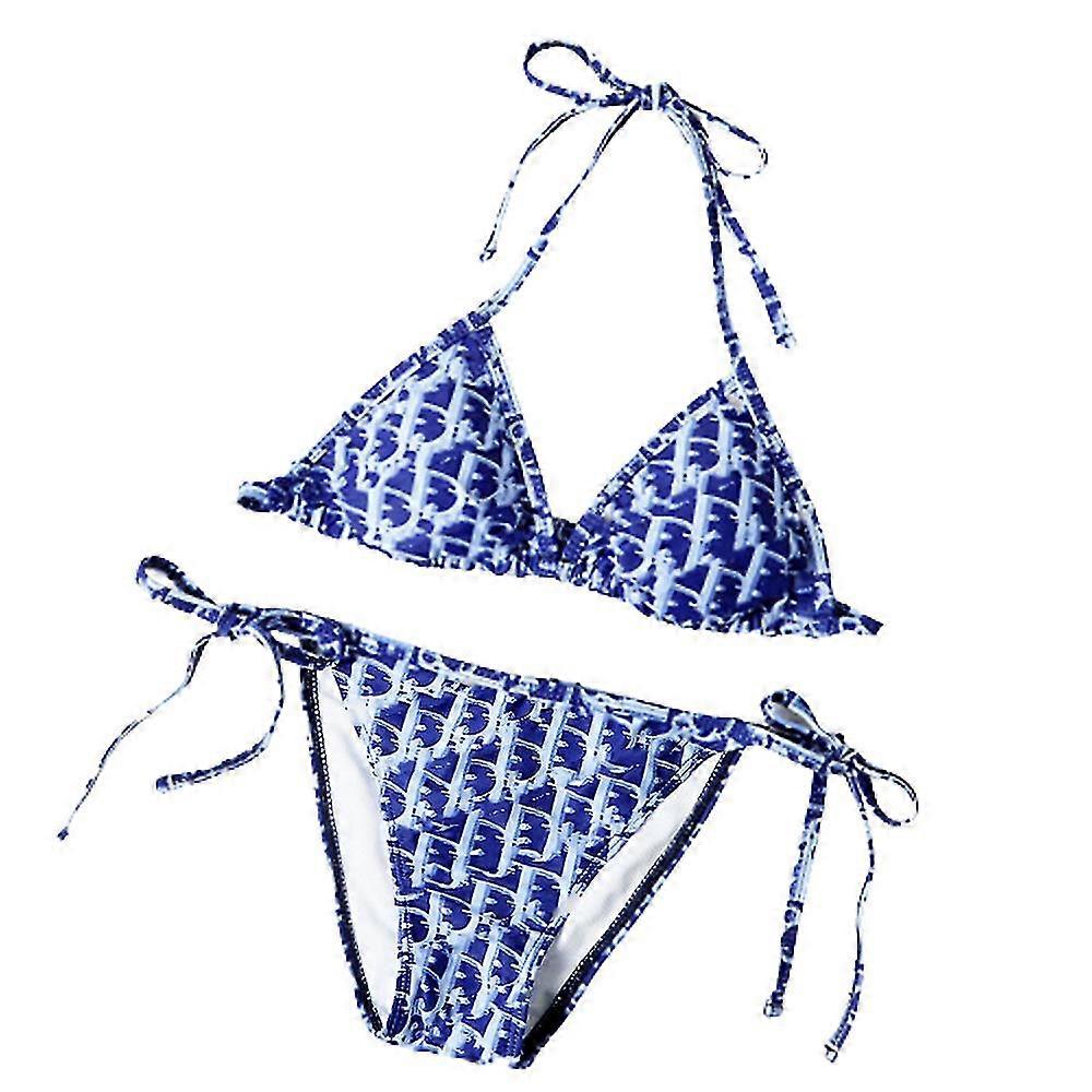 Femmes Deux Pièces Bikini Set Imprimé Cravate Côté Maillot de Bain Plage Piscine Maillot de Bain