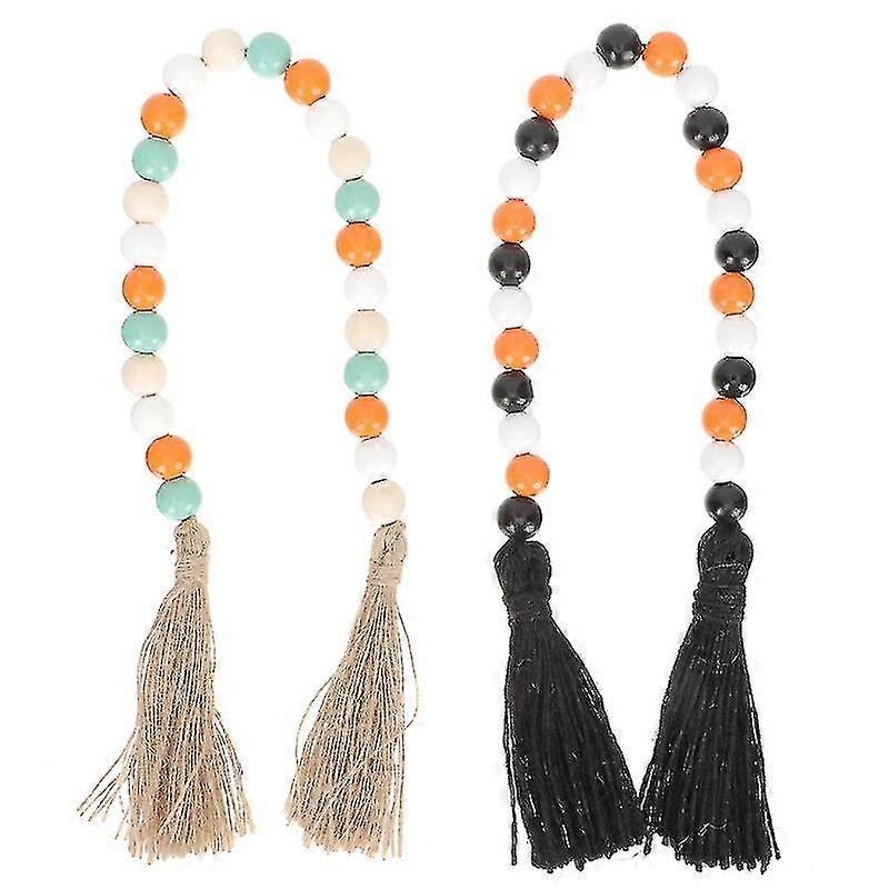 2 Pcs Colorful Wood Beads String Creative Beads String Decor Beads String Tassel