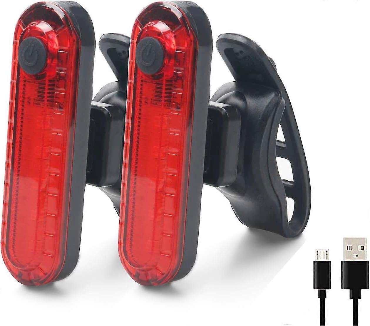 Bike Rear Lights - 2 Pieces Bicycle Rear Lights, USB Rechargeable COB LED Waterproof Rear Bike Lamp, 4 Lighting Modes to Ensure Safety and Visibility