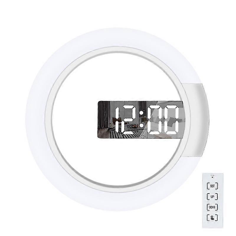 Led Wall Clock, Remote Control Digital Wall Clock Creative Led Mirror Wall Clock With Alarm