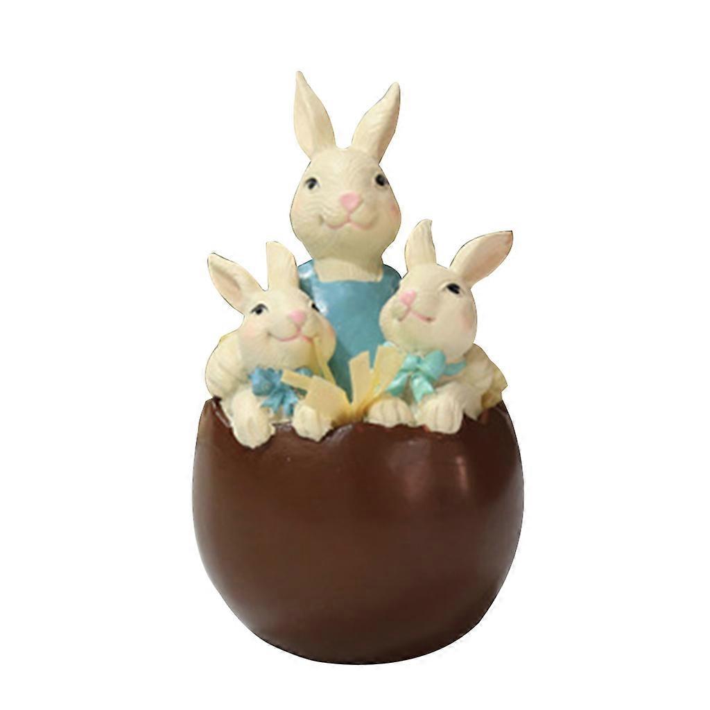 Bunny Couple Eggshell Ornament Spring Easter Decoration Micro Landscape Figurine
