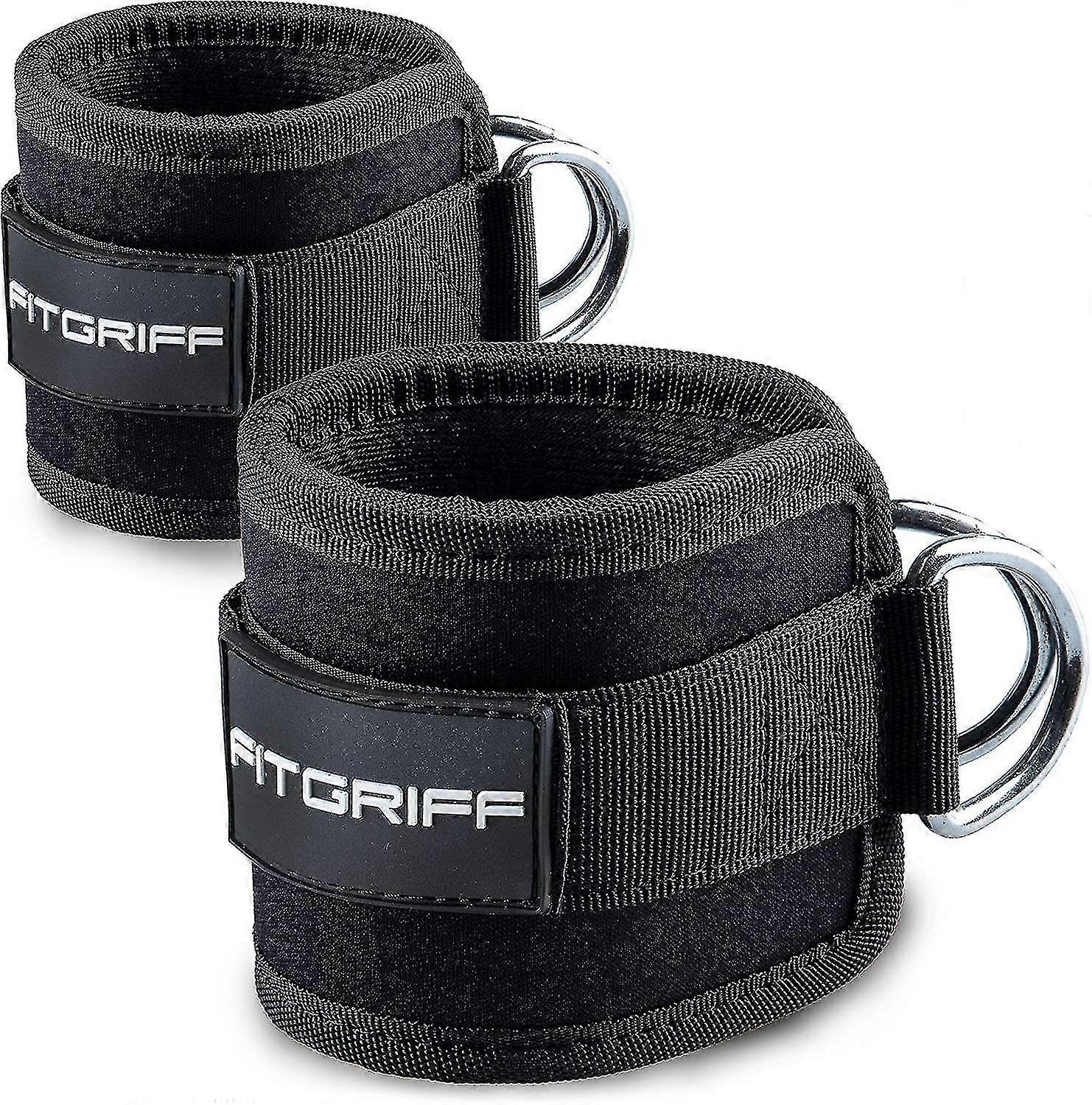 Fitgriff أحزمة قدم مبطنة V1 ، حزمة من 2 ، لتدريب اللياقة البدنية على آلة الكابل ، أحزمة الكاحل للرجال والنساء