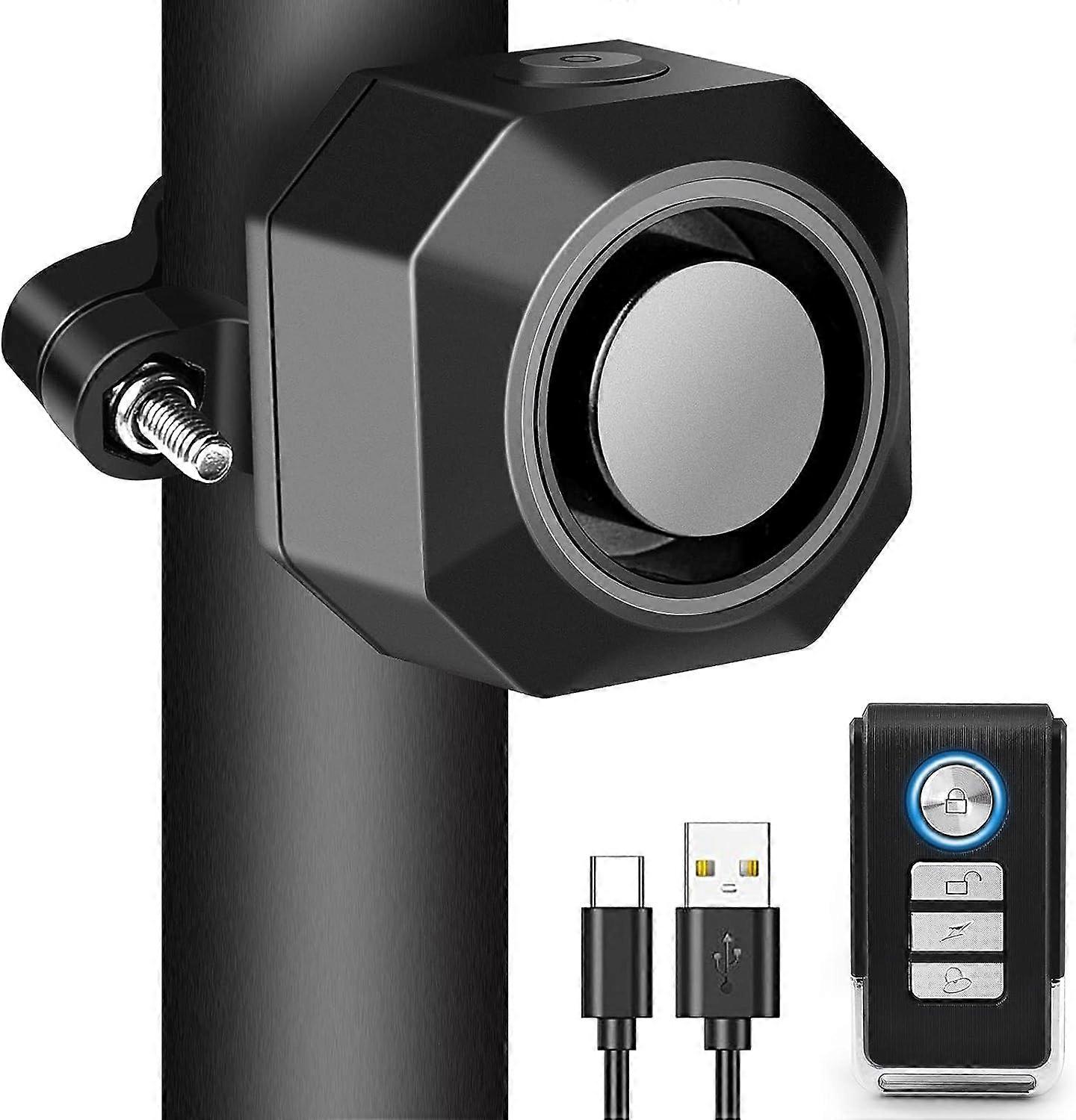 Bike Alarm with Mount,USB Rechargeable Wireless Anti-Theft Vibration Alarm,110db Volume and Sensitivity Adjustable Sensor Burglar System with Remote f