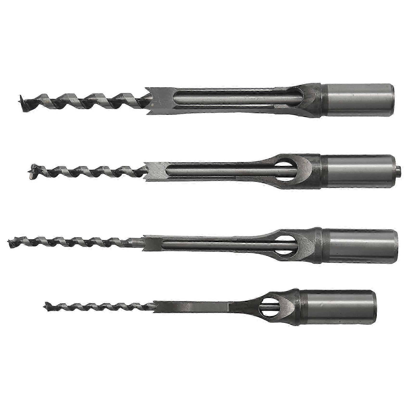 4pcs Woodworking Square Hole Drill Bits Wood Mortising Chisel Set Mortise Chisel Bit Kits Woodworking Hole Saw Sets With Twist Drill Diy Mortising Chi