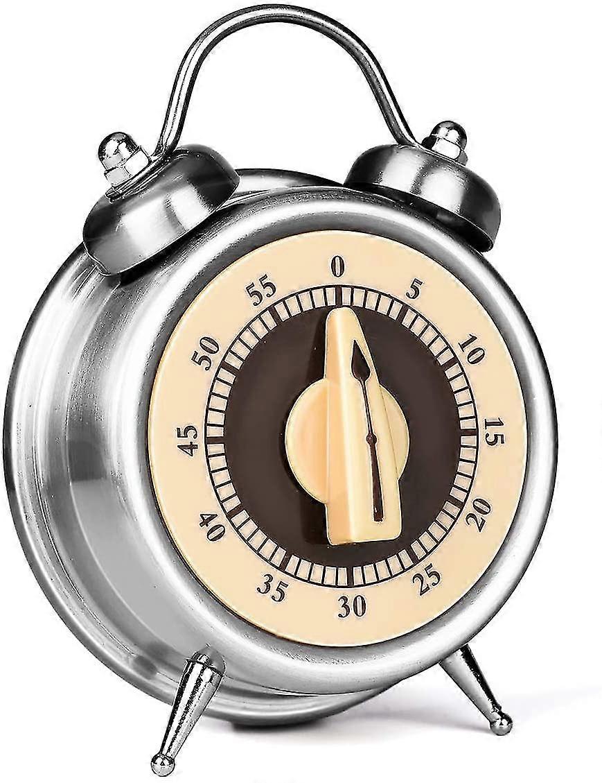 Kitchen Timer No Battery Mechanical Timer 60-minute Visual Analog Timer Clock Design Stainless Steel