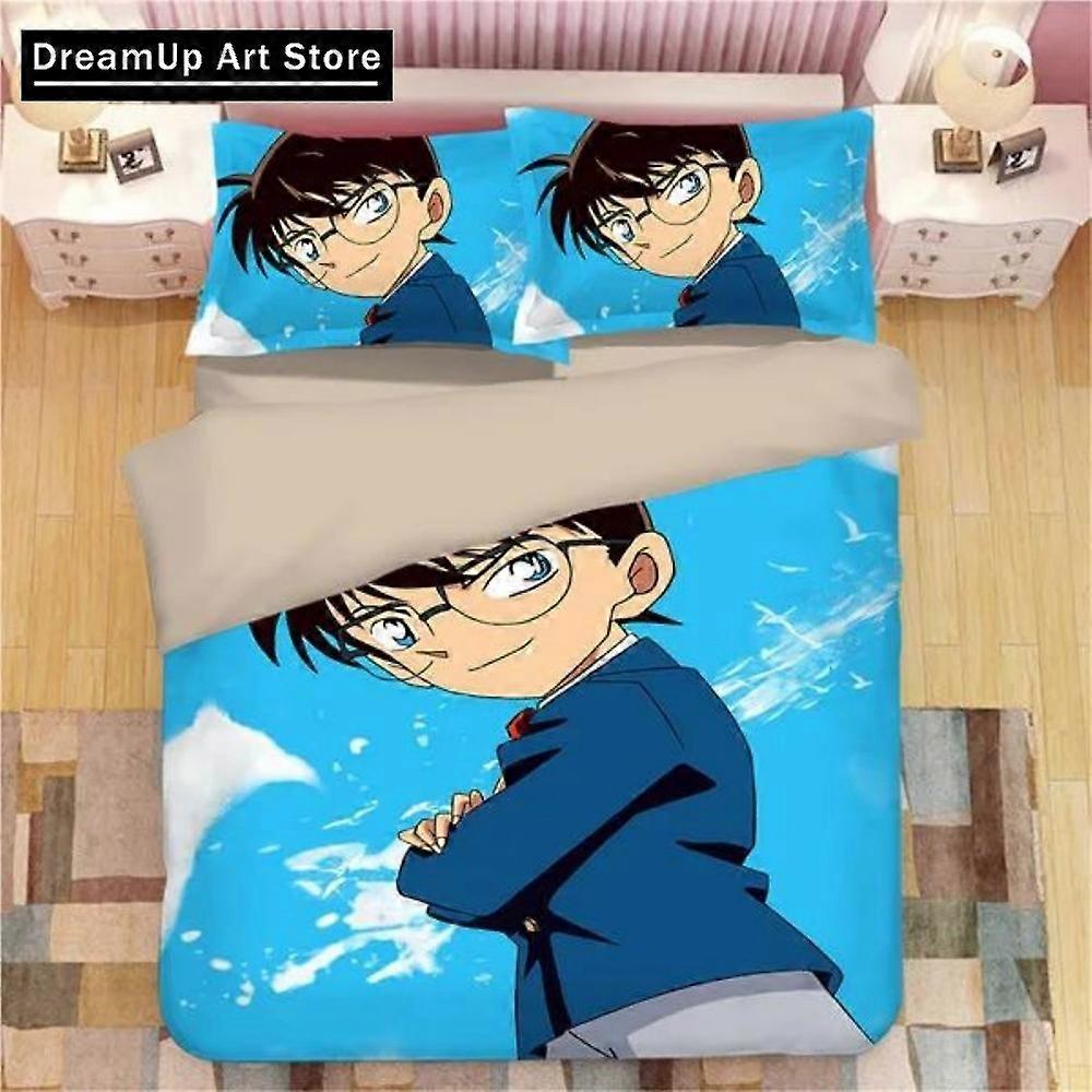 a3085 Lakan Detective Conan AnimeSängkläder Set Påslakan Örngott Pojkar Vuxen Hem Textil 3-delat sängkläder (1 påslakan + 2 kudde