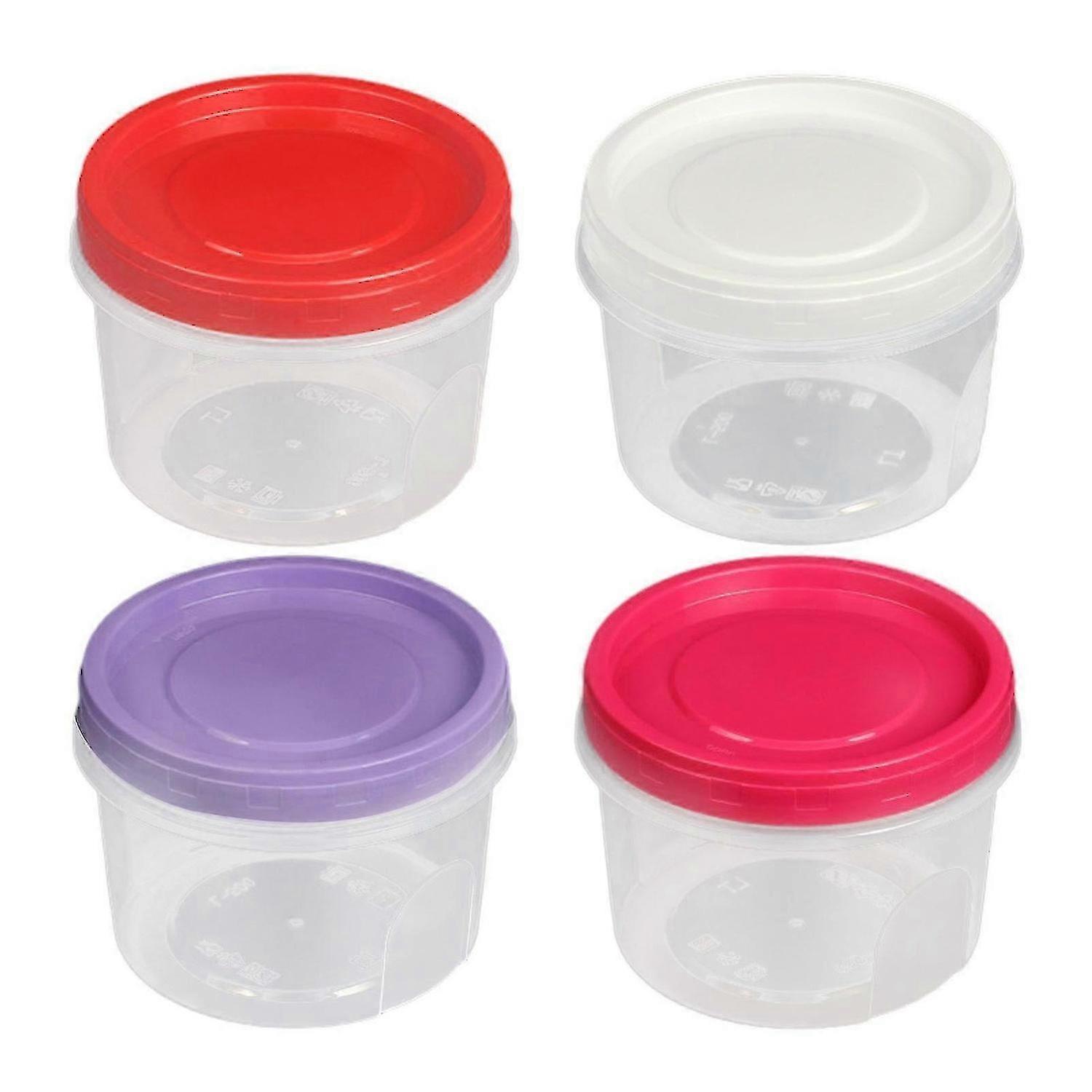 4Pcs 500ml Refrigerator Food Storage Container BPA Free Microwave Safe Transparent Design Stackable