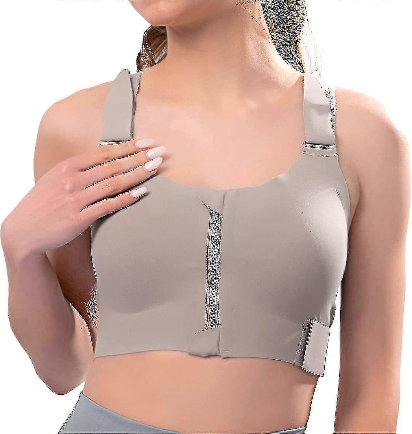 حمالة صدر رياضية قابلة للتعديل بسحاب للنساء ، حمالة صدر رياضية أمامية عالية التأثير بسحاب مع حمالة صدر قابلة للتعديل مع أشرطة قابلة للتعديل دعم عالي - JA
