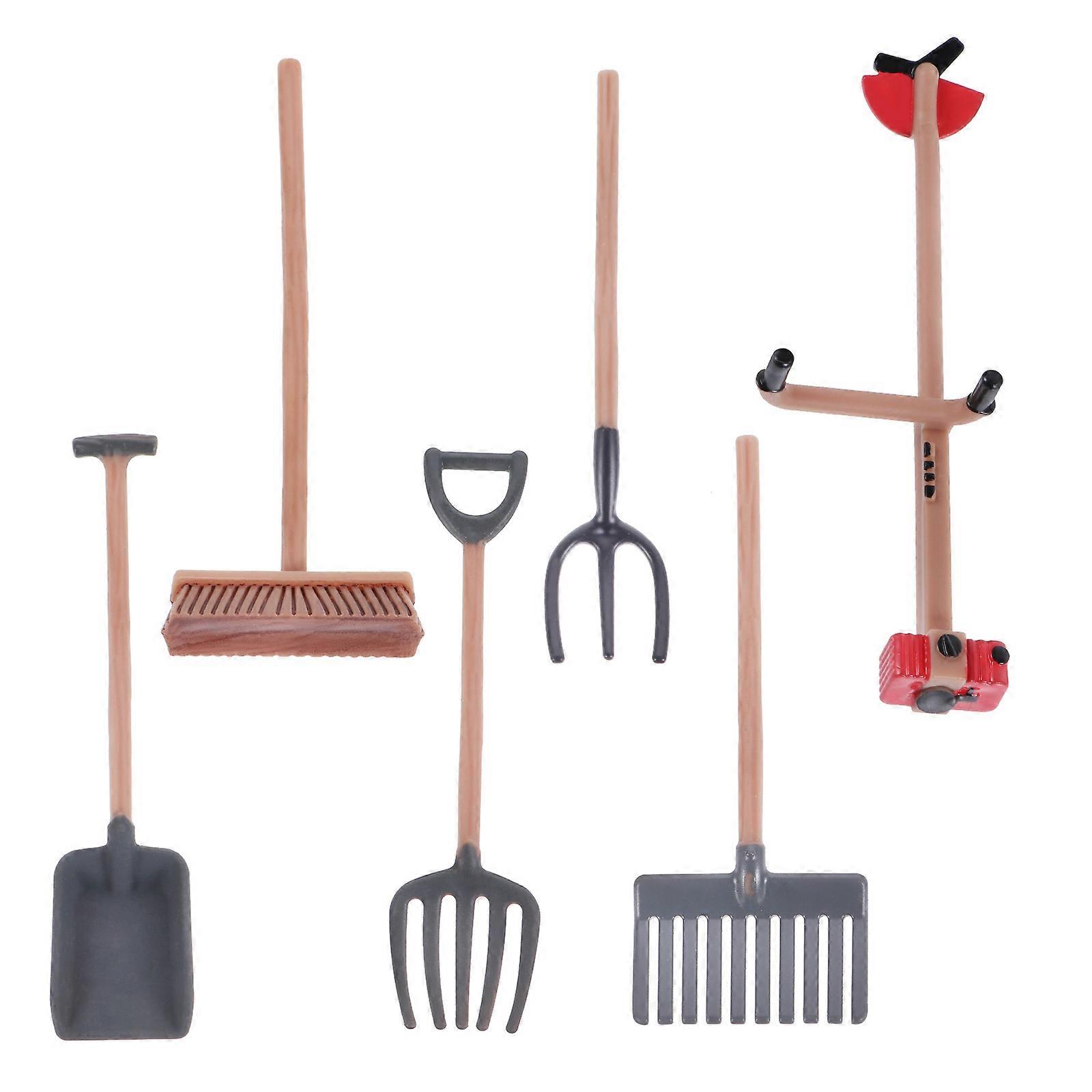 6Pcs Simulation Farm Play Set Farm Tool Model Accessory Sand Table Decoration