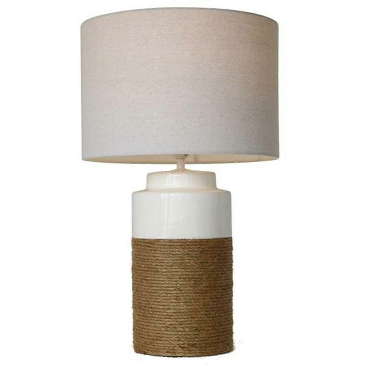 Schreibtischlampe Home ESPRIT Weiß Leinen Keramik 38 X 38 X 61,5 cm