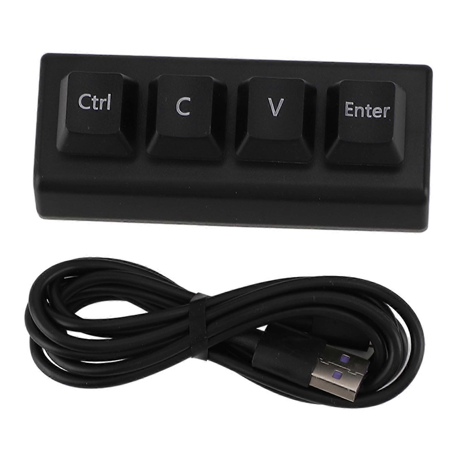 Programmable Keypad 4 Keys Support NKRO Red Switch Ctrl C V Enter Mini Mechanical Keypad for Gaming Office Media Black