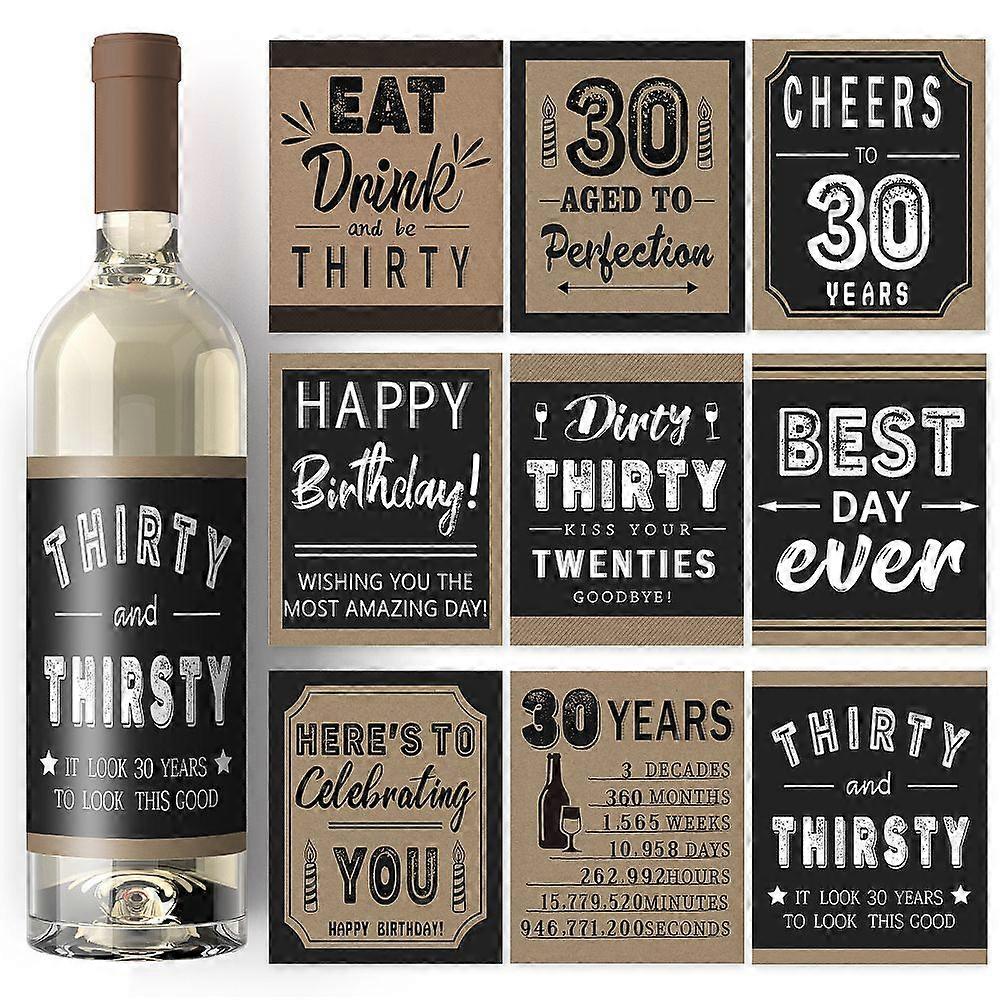 18Sheets 9 Style Coated Paper Adhesive Sticker Wine Bottle Adhesive Label Birthday Theme Rectangle Word 2sheets/style