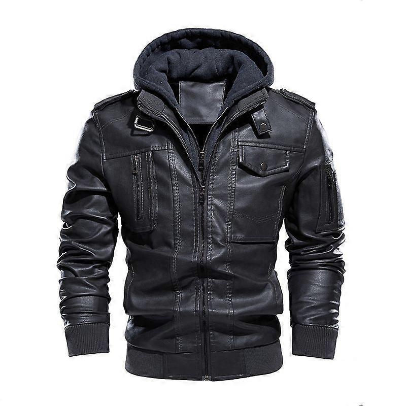 Autumn winter men's washed leather jacket