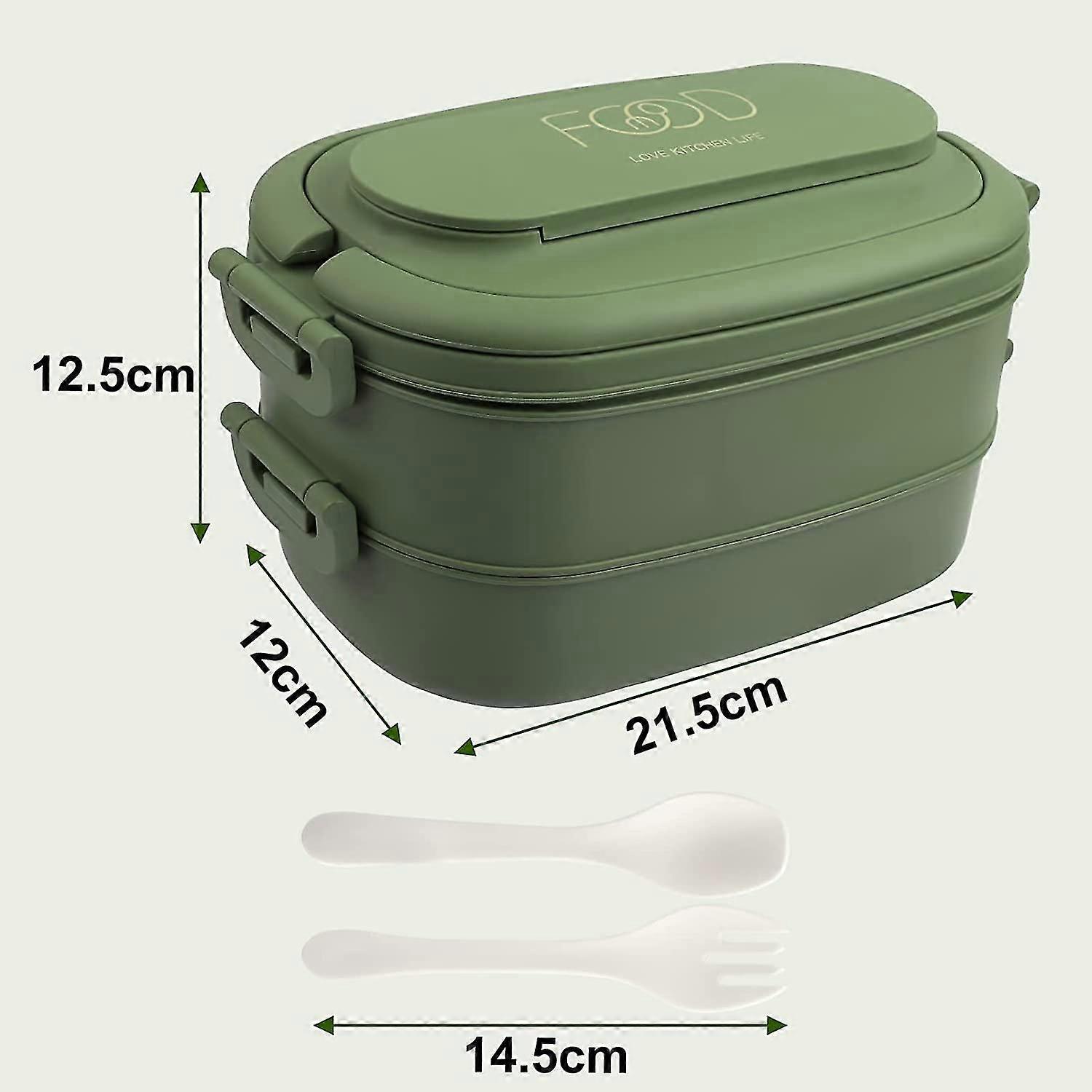 2-layer Lunch Box 1550 Ml Lunch Box With 3 Compartments And Cutlery - Plastic Bpa-free Lunch Box For Adults And Children - Leak-proof Compartments Ben