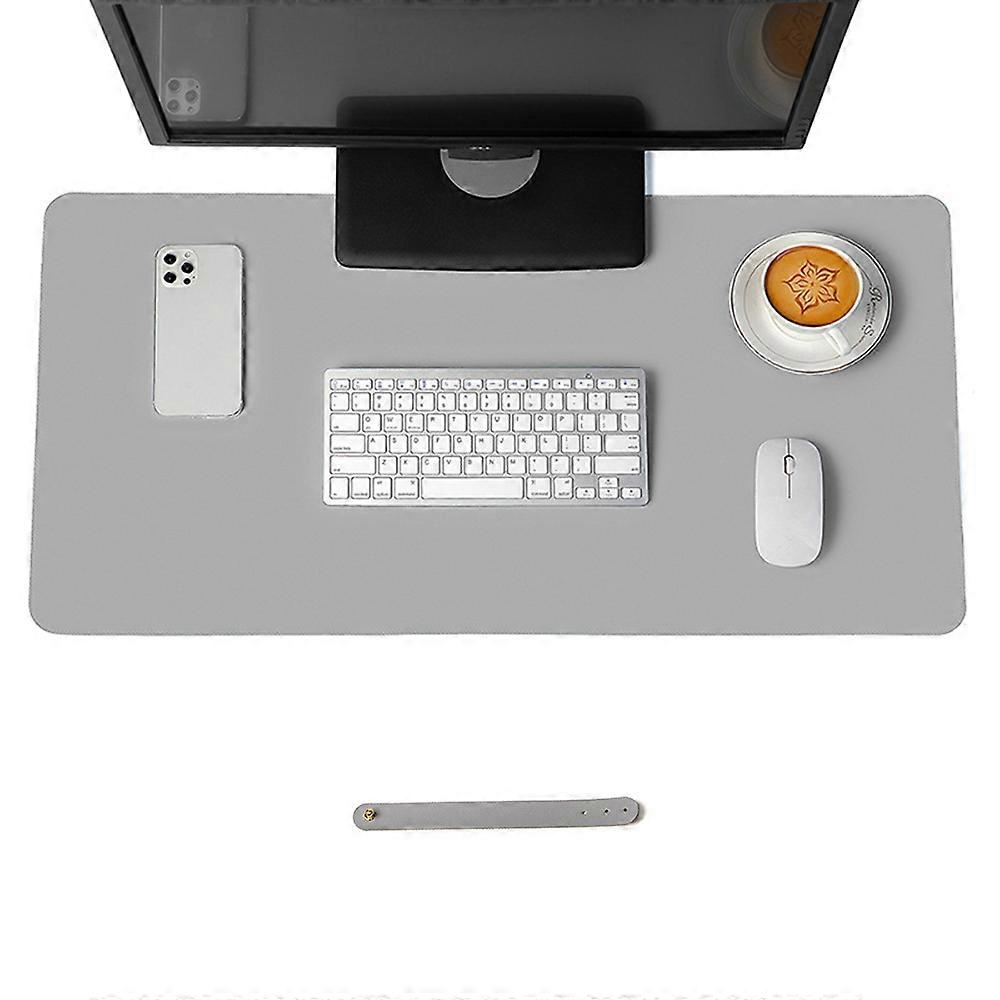 Table mat, desk mat, 80 x 40cm PU table mat, laptop table mat, waterproof desk mat for office or home use, single-sided (grey)