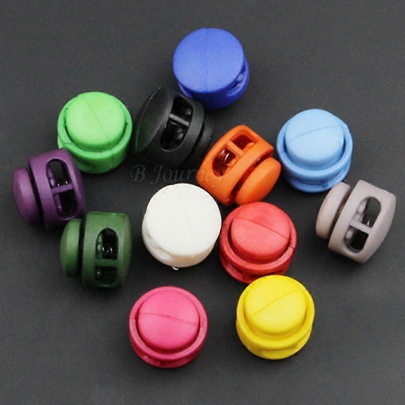 10pcs 16*17mm Multi Colors Plastic Paracord Cord Lock Clamp 2 Hole Toggle Clip Stopper Shoelace Cord Buckles Bag Parts Accessori