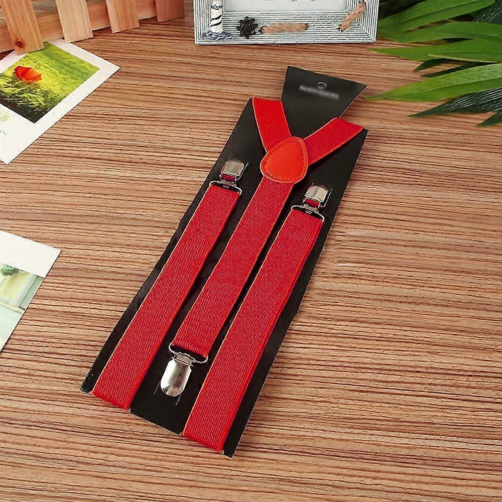 PU Leather Suspenders Braces Suspenders Color Party Braces Y-Back Clip-on color party Lengthen Vintage Elastic Wide