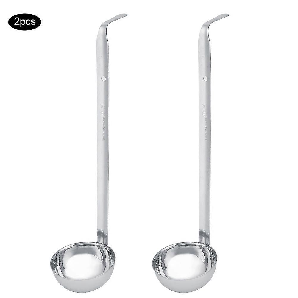 2pcs Kitchen Stainless Steel Long Handle Ounce Measuring Spoon Tool